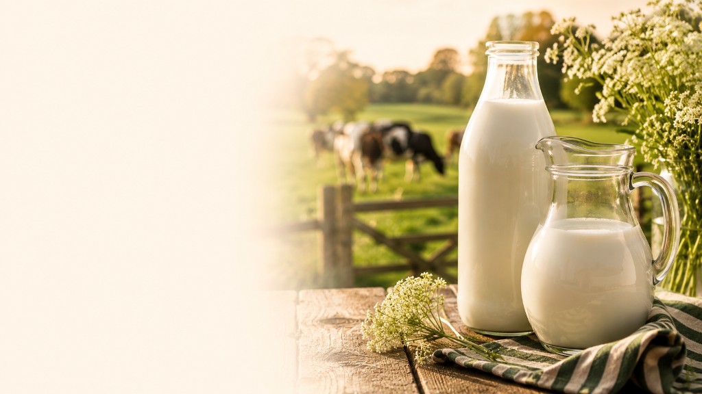 Fresh milk on a rustic table